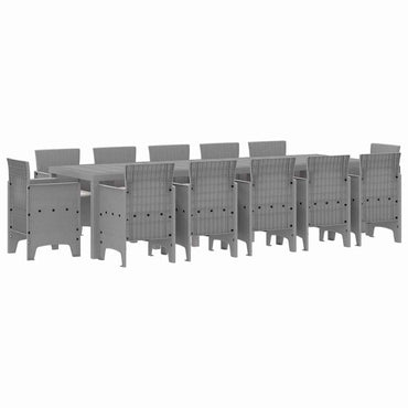 vidaXL Salon de jardin à dîner 13 pcs avec coussins Gris clair Résine tressée