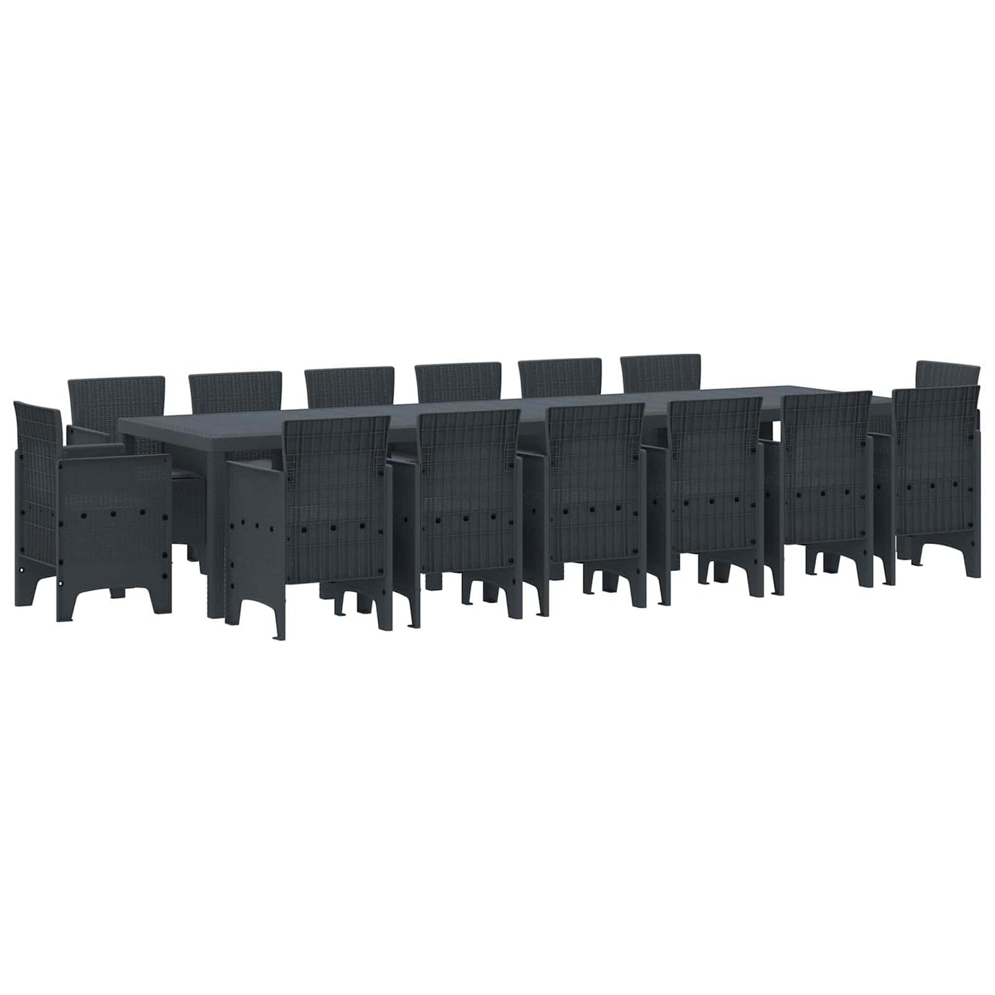 vidaXL Garten Essgruppe 15 pcs Anthrazit Polt Rattan