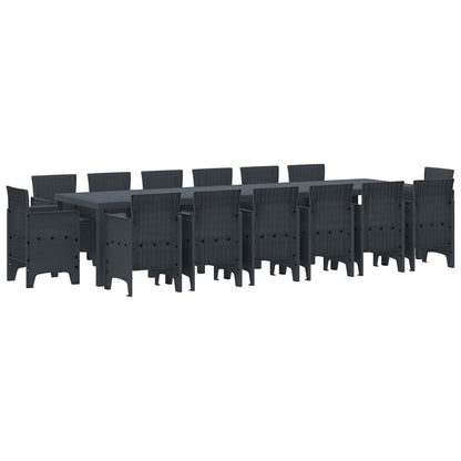 vidaXL Garten Essgruppe 15 pcs Anthrazit Polt Rattan