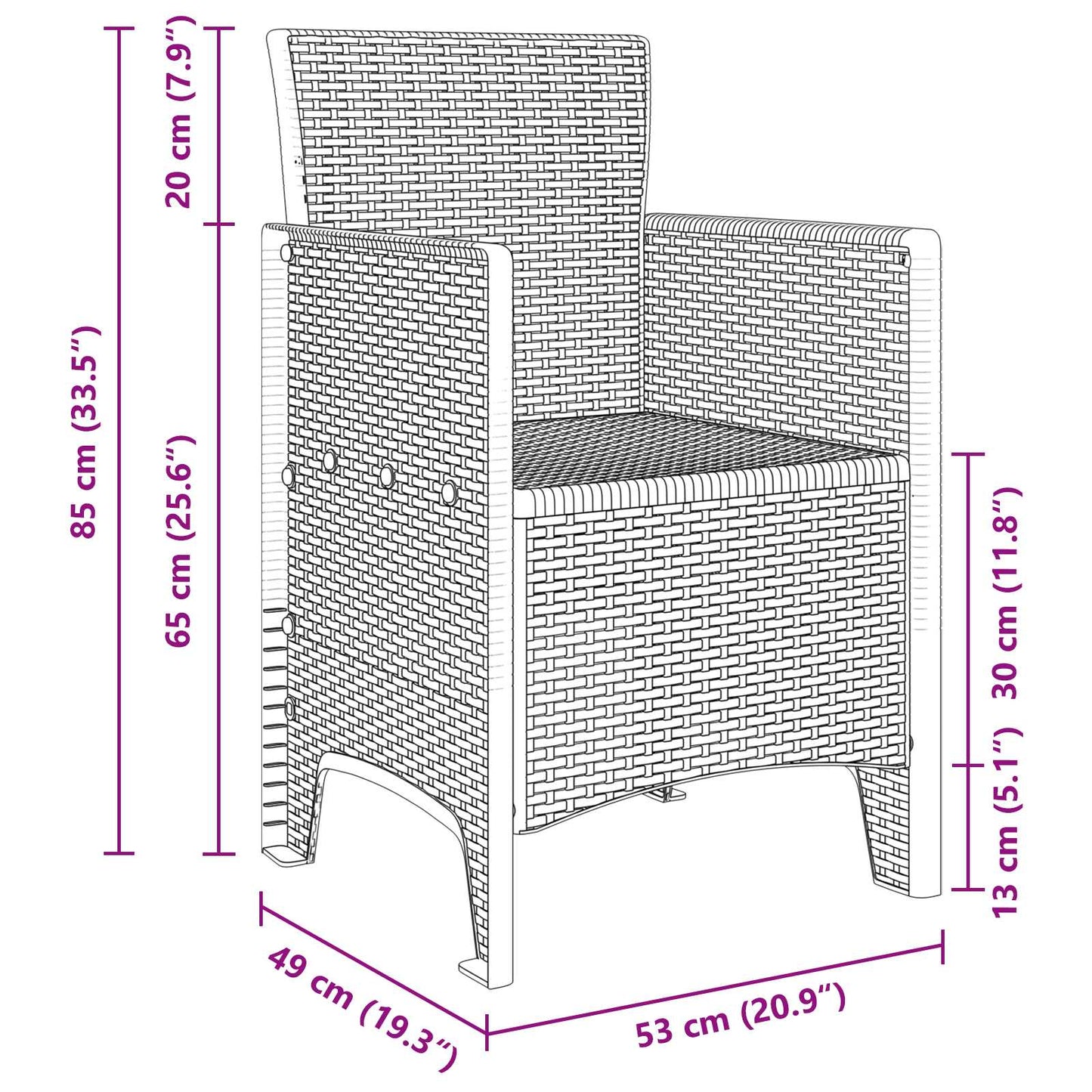 vidaXL Garten Essgruppe 15 pcs Braun Polt Rattan