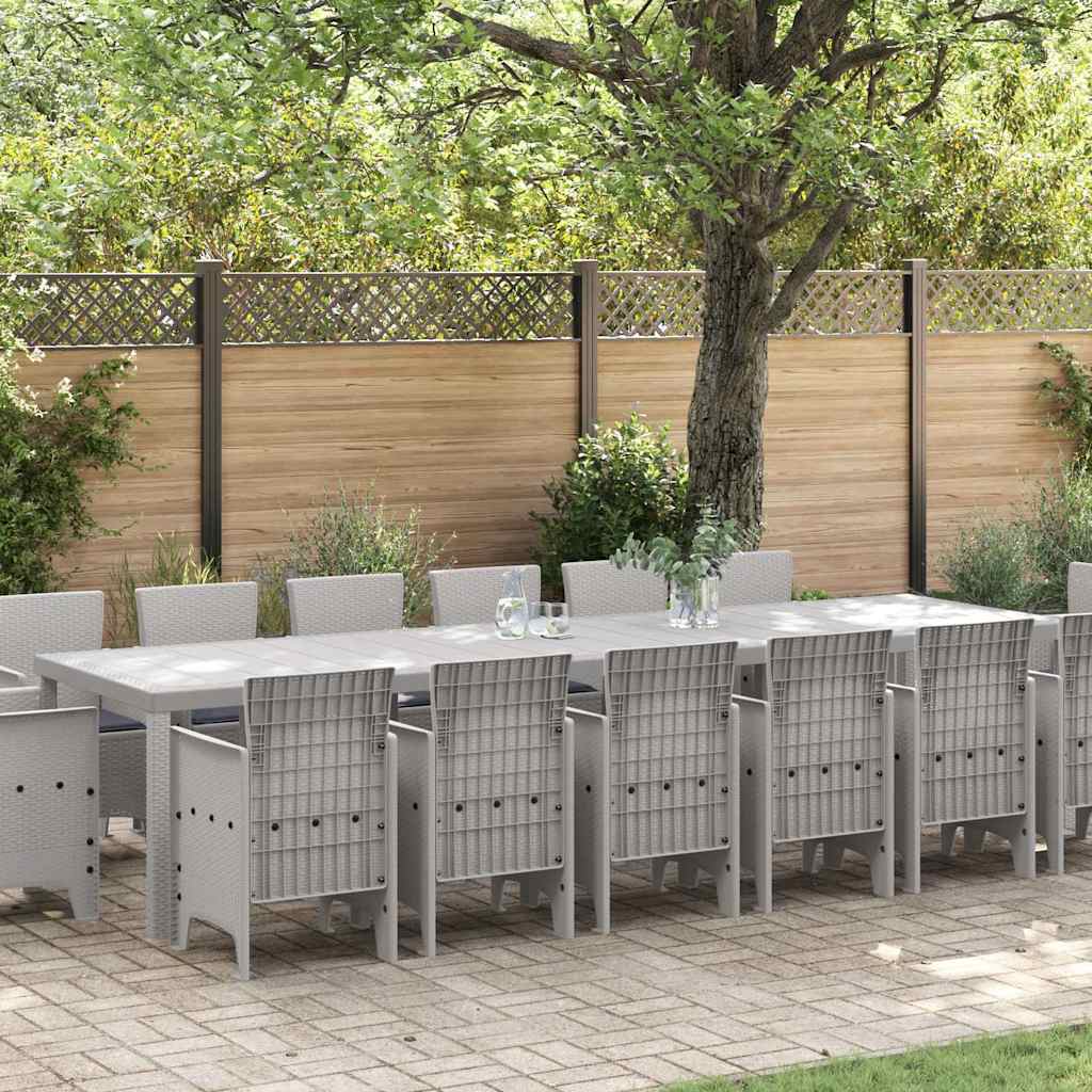 vidaXL Garten Essgruppe 15 pcs Hellgrau Polt Rattan