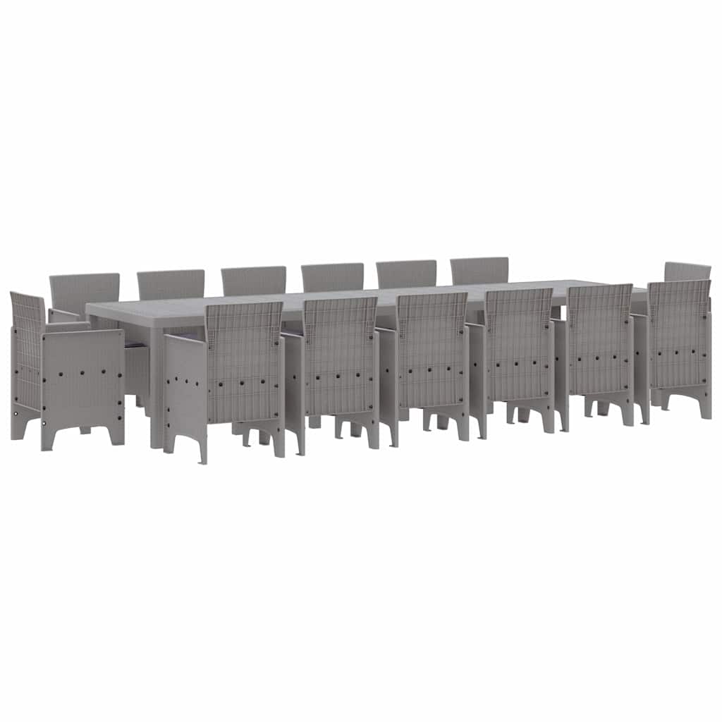 vidaXL Garten Essgruppe 15 pcs Hellgrau Polt Rattan