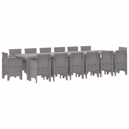 vidaXL Garten Essgruppe 15 pcs Hellgrau Polt Rattan