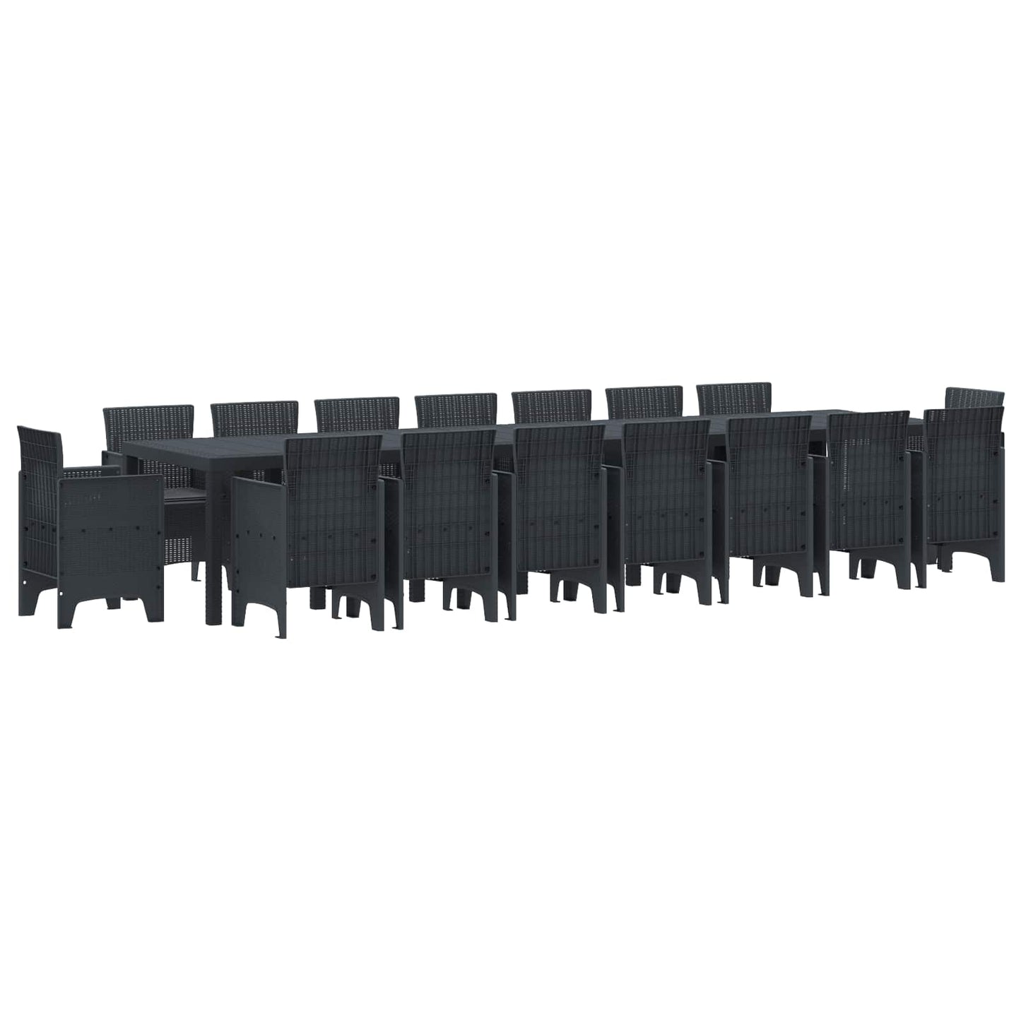 Garten-Esszimmergarnitur mit Kissen 17 pcs Anthrazit PP