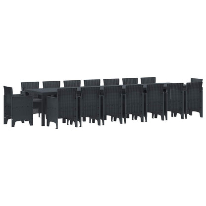 Garten-Esszimmergarnitur mit Kissen 17 pcs Anthrazit PP