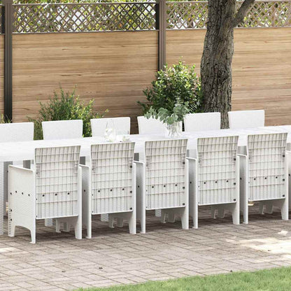 vidaXL Garten-Esszimmergarnitur mit Kissen mit Kissen 17 pcs Weiß PP