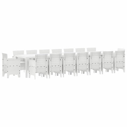 vidaXL Garten-Esszimmergarnitur mit Kissen mit Kissen 17 pcs Weiß PP
