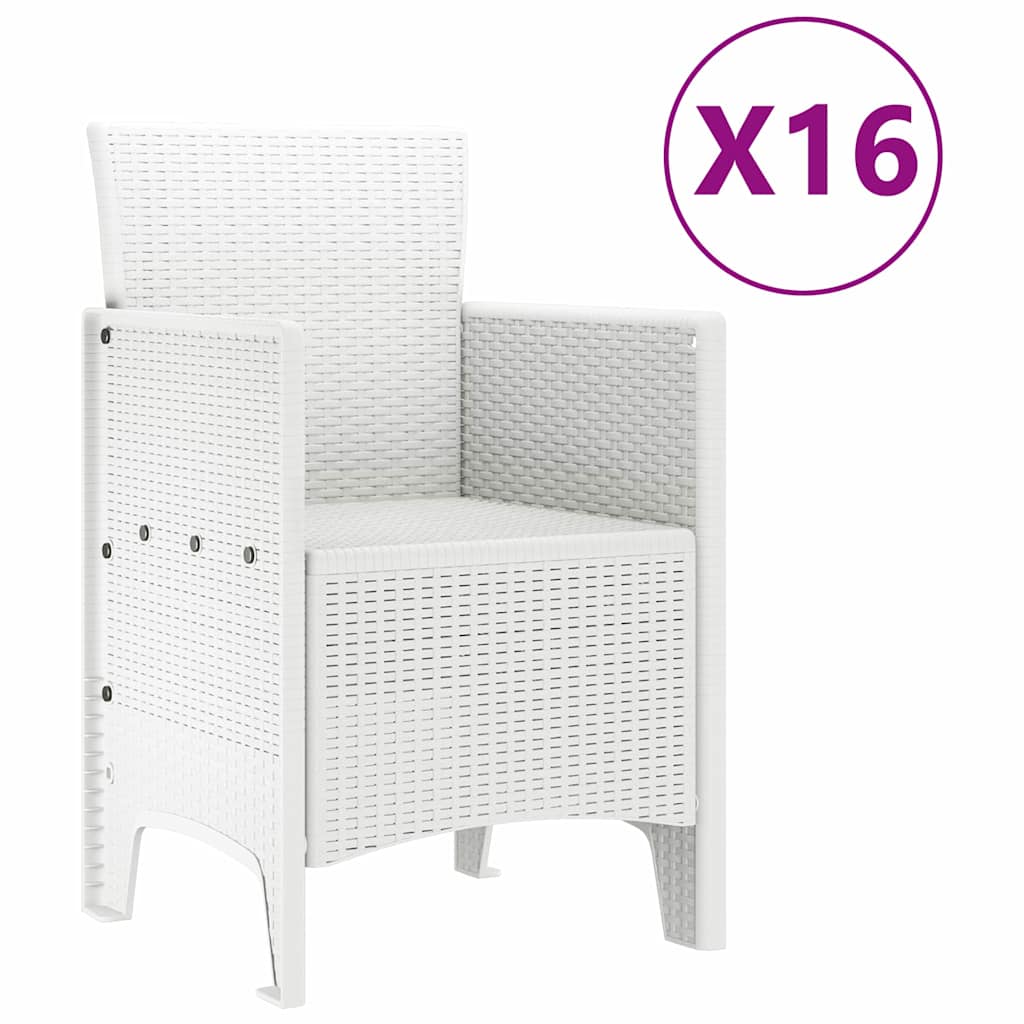 vidaXL Garten-Esszimmergarnitur mit Kissen mit Kissen 17 pcs Weiß PP