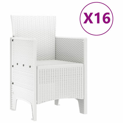 vidaXL Garten-Esszimmergarnitur mit Kissen mit Kissen 17 pcs Weiß PP