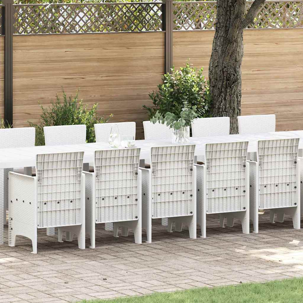 vidaXL Garten-Esszimmergarnitur mit Kissen mit Kissen 17 pcs Weiß PP