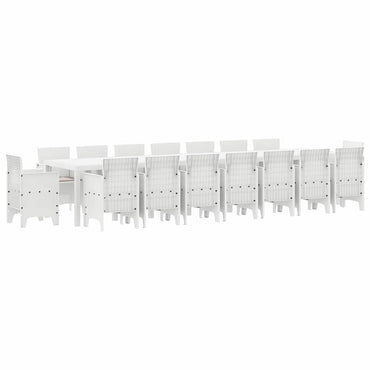 vidaXL Garten-Esszimmergarnitur mit Kissen mit Kissen 17 pcs Weiß PP