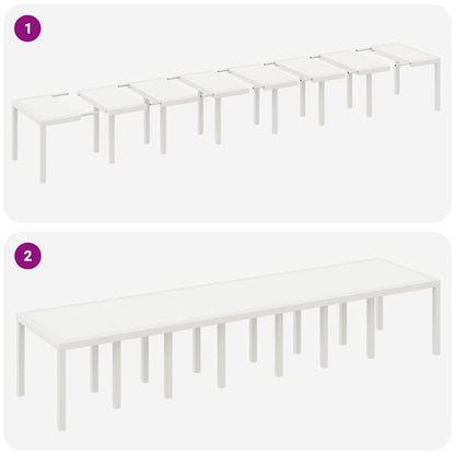 vidaXL Garten-Esszimmergarnitur mit Kissen mit Kissen 17 pcs Weiß PP