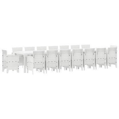 vidaXL Garten-Esszimmergarnitur mit Kissen mit Kissen 17 pcs Weiß PP