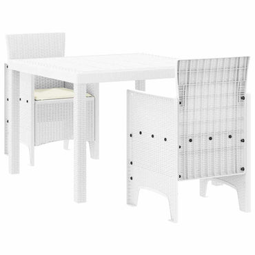 vidaXL Garten Essgruppe 3 pcs Weiß Polypropylen
