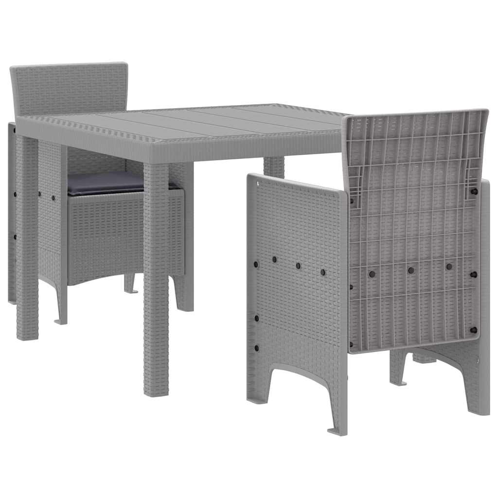 vidaXL Garten Essgruppe 3 pcs Hellgrau Polypropylen
