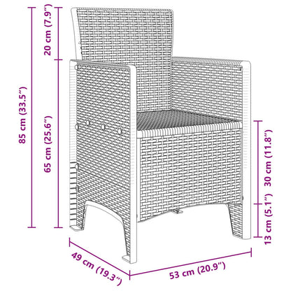 Garten Essgruppe 5 pcs Braun Polt Rattan