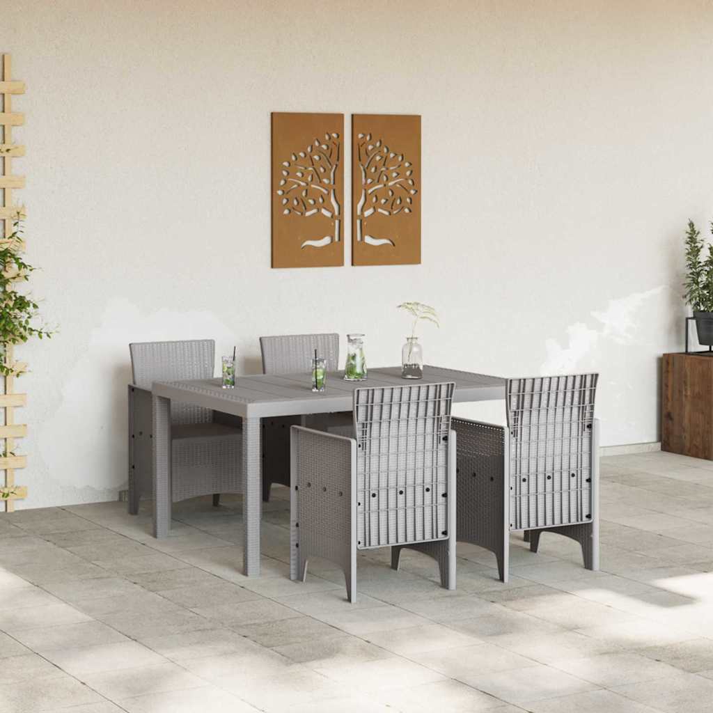 vidaXL Garten Essgruppe 5 pcs Hellgrau Polt Rattan
