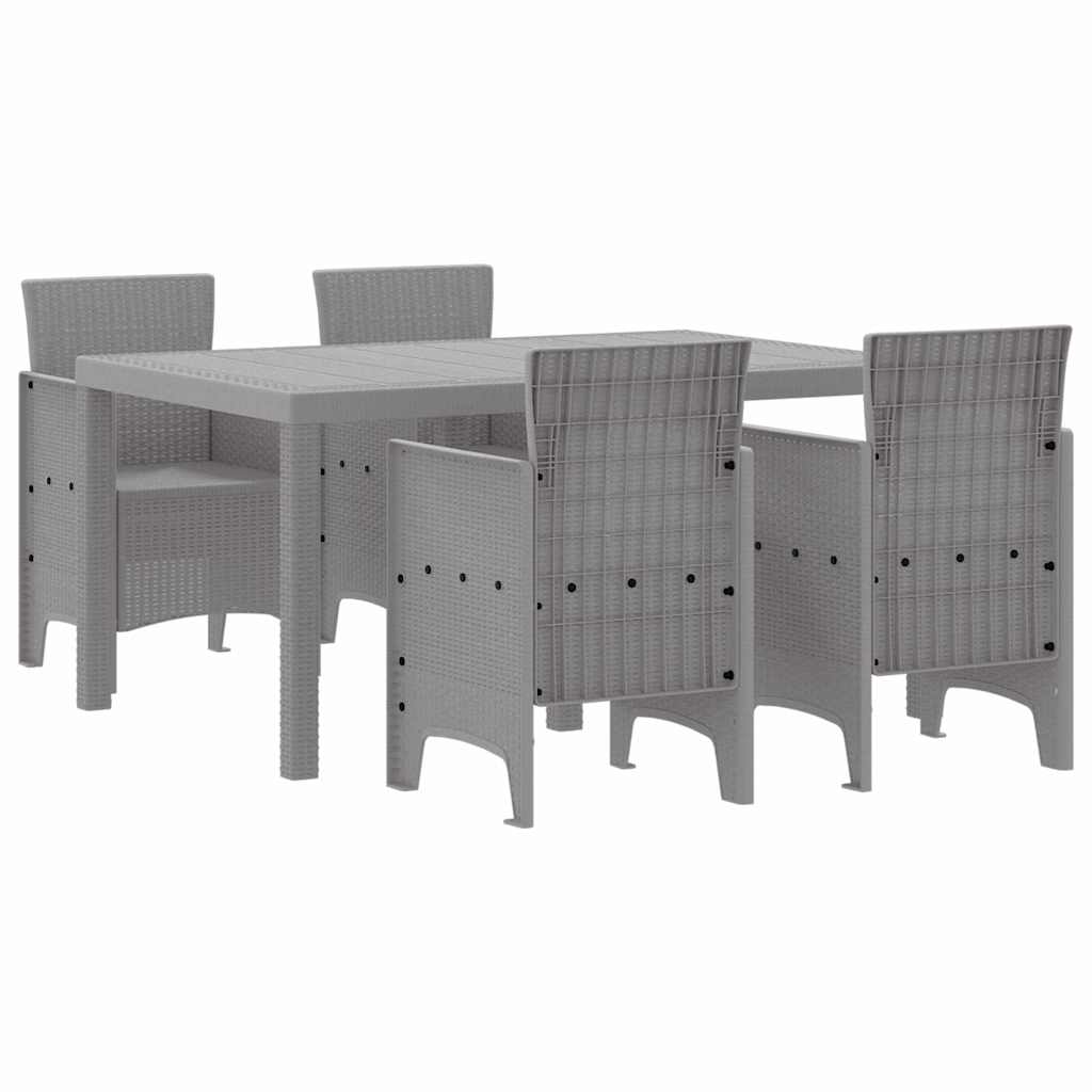 vidaXL Garten Essgruppe 5 pcs Hellgrau Polt Rattan
