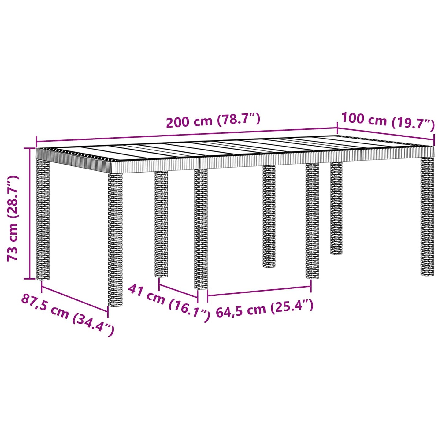 vidaXL Garten Essgruppe 7 pcs Braun Polypropylen