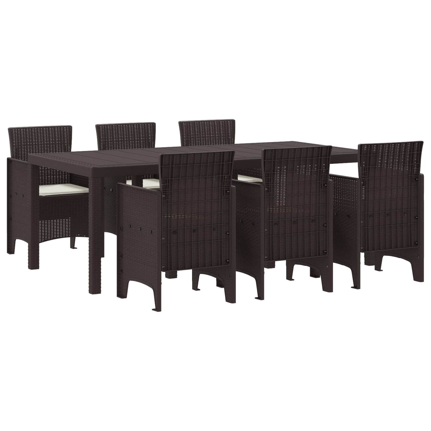 vidaXL Garten Essgruppe 7 pcs Braun Polypropylen