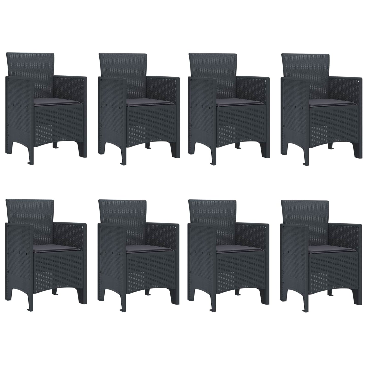 vidaXL Garten Essgruppe 9 pcs Anthrazit Polypropylen