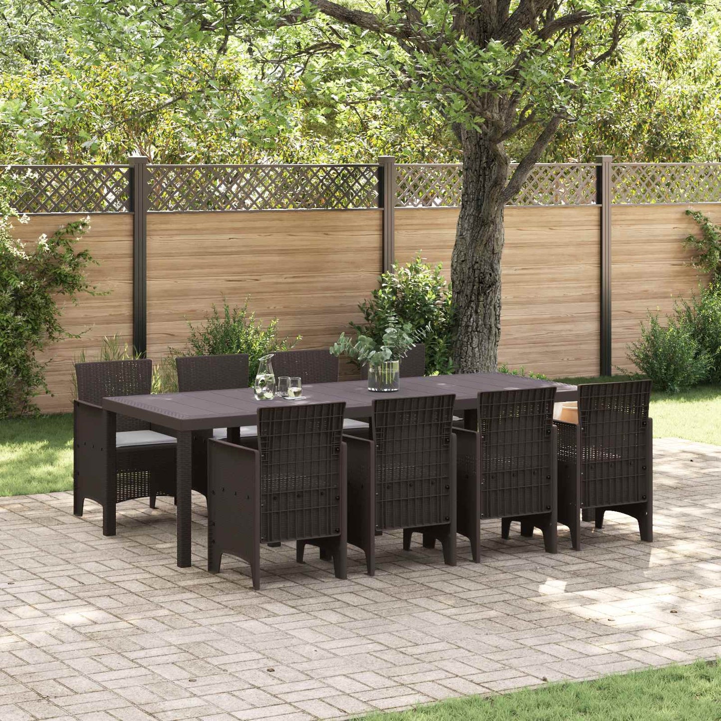 Garten Essgruppe 9 pcs Braun Polypropylen