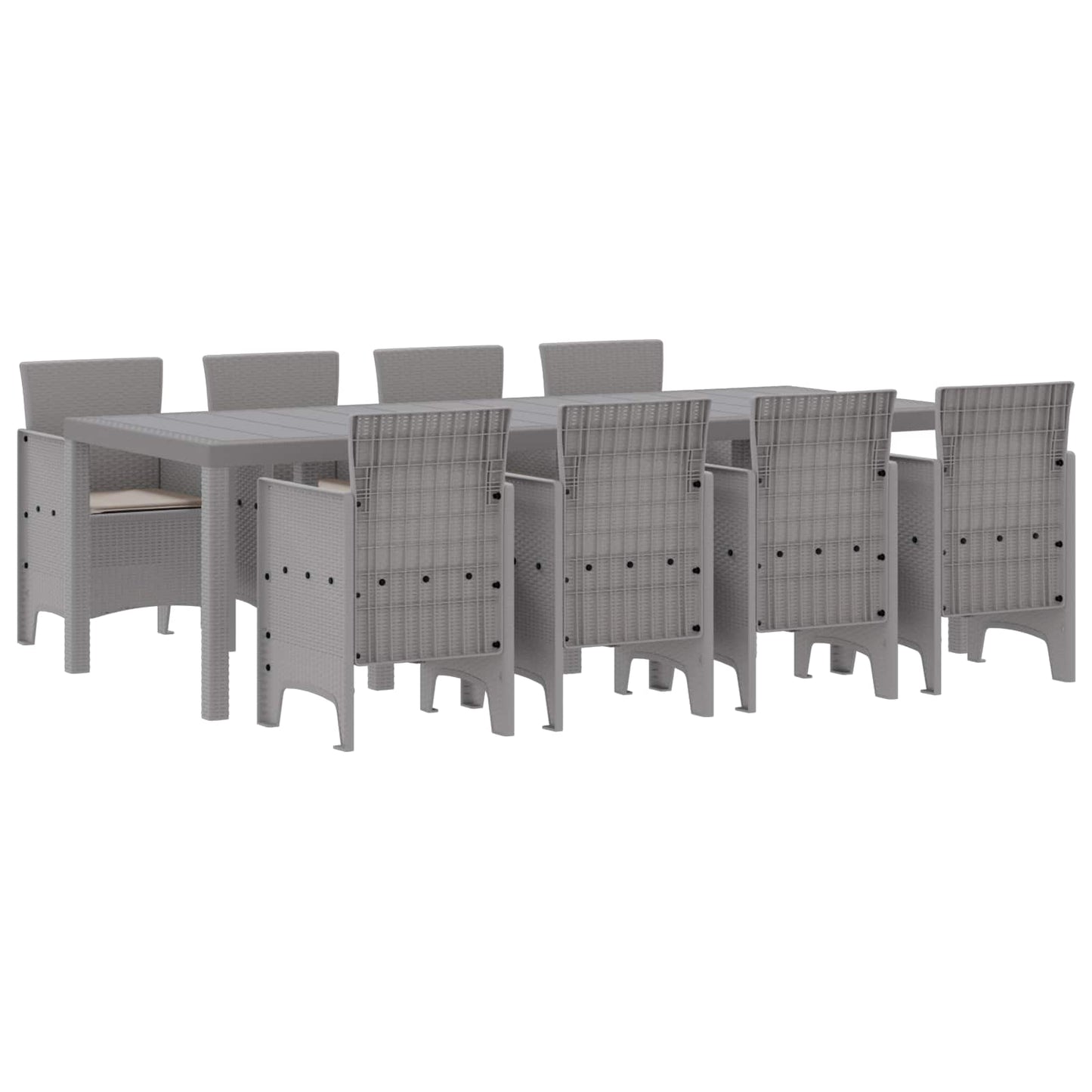 vidaXL Garten Essgruppe 9 pcs Weiß Polypropylen