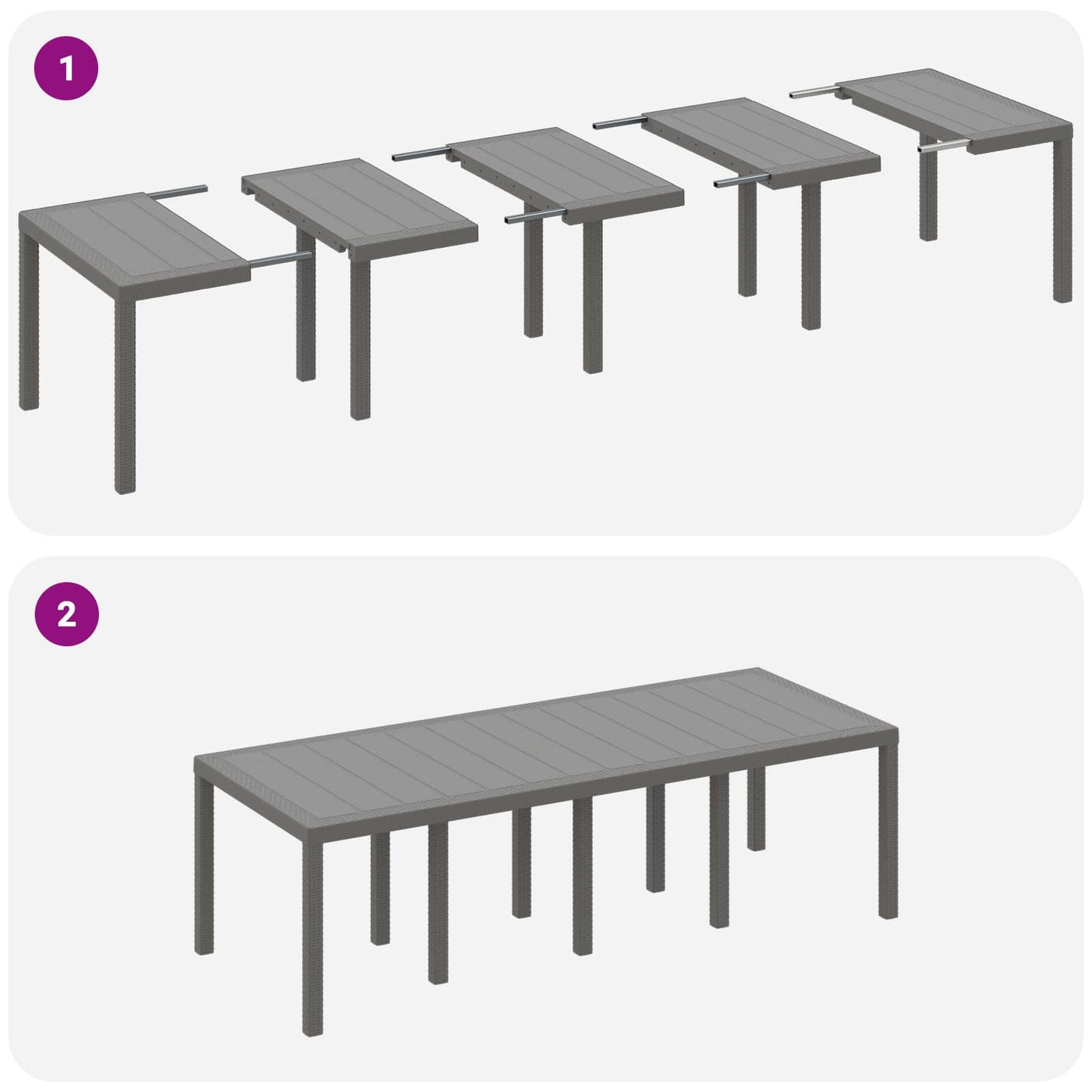 vidaXL Garten Essgruppe 9 pcs Weiß Polypropylen