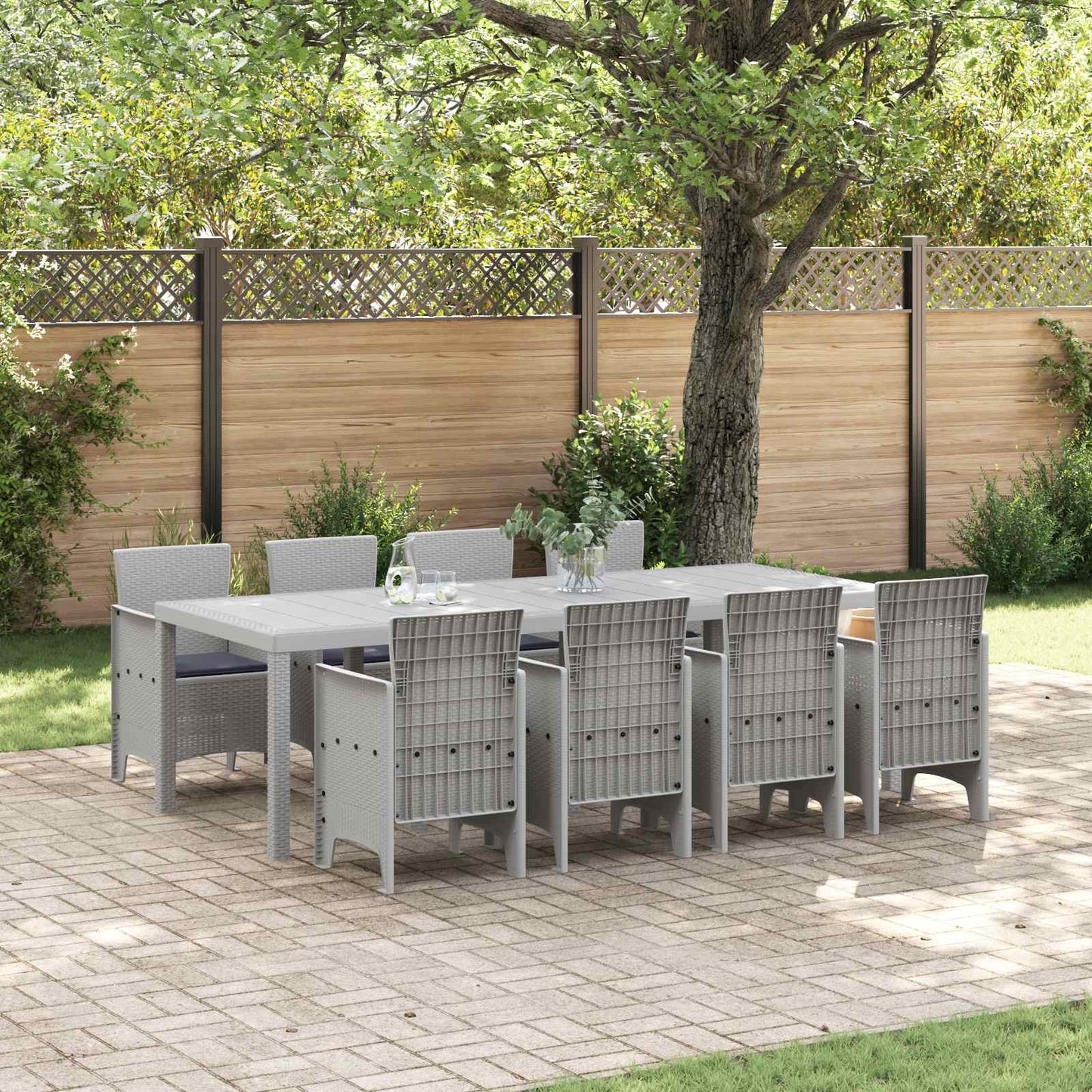 vidaXL Garten Essgruppe 9 pcs Weiß Polypropylen