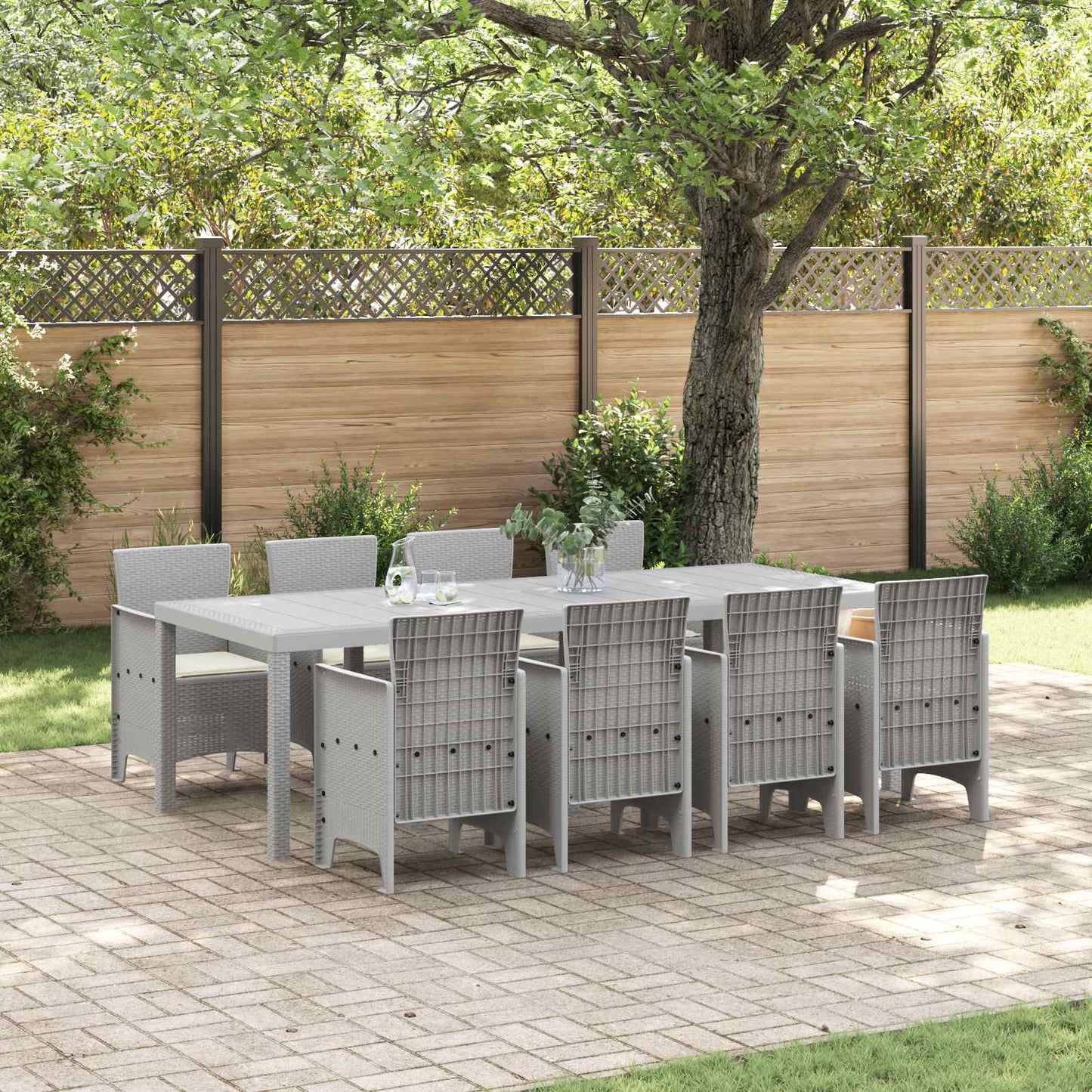 vidaXL Garten Essgruppe 9 pcs Weiß Polypropylen