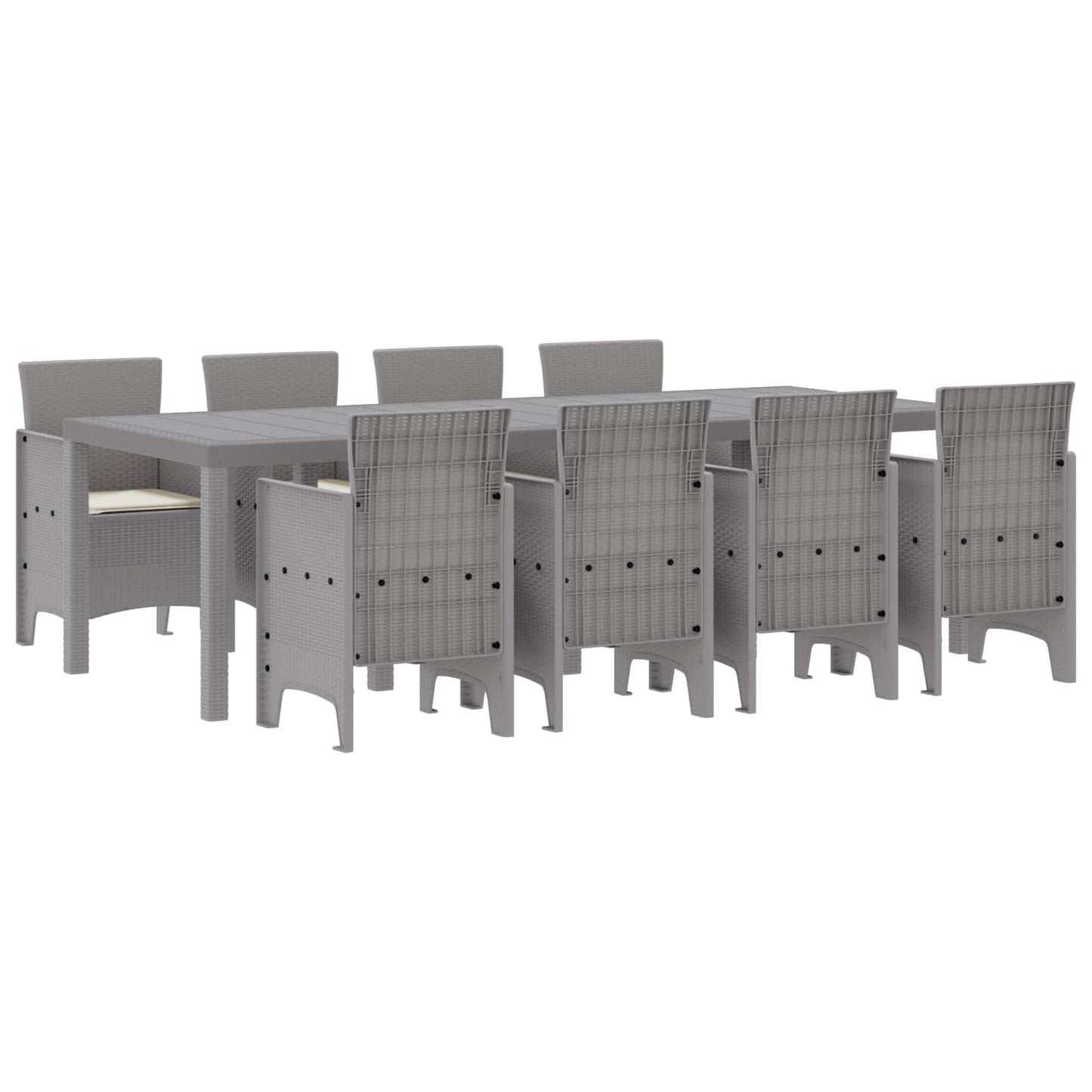 vidaXL Garten Essgruppe 9 pcs Weiß Polypropylen