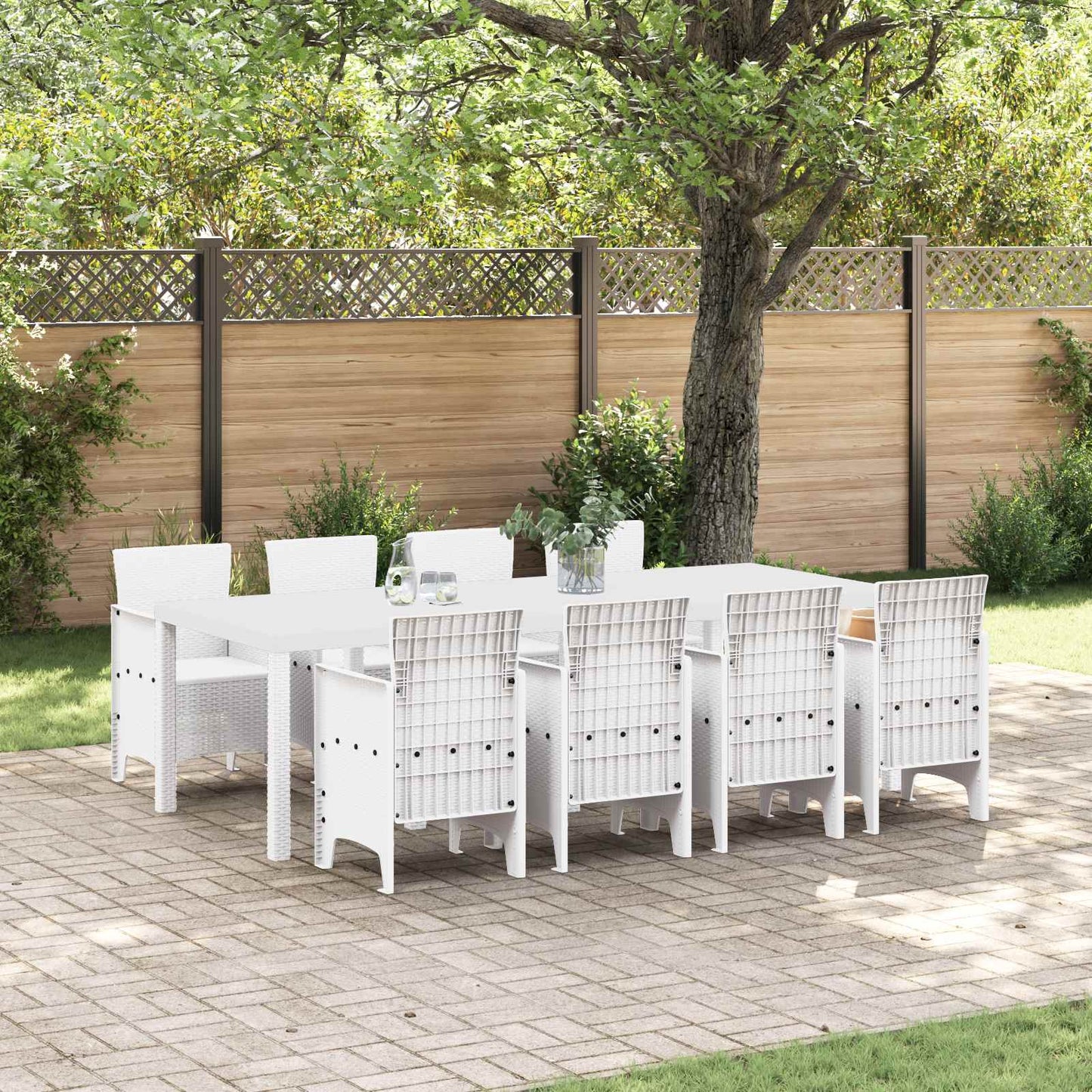 vidaXL Salon de jardin 9 pcs Gris clair Polypropylène