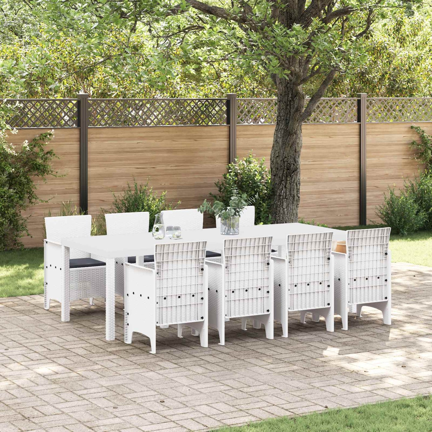 vidaXL Salon de jardin 9 pcs Gris clair Polypropylène