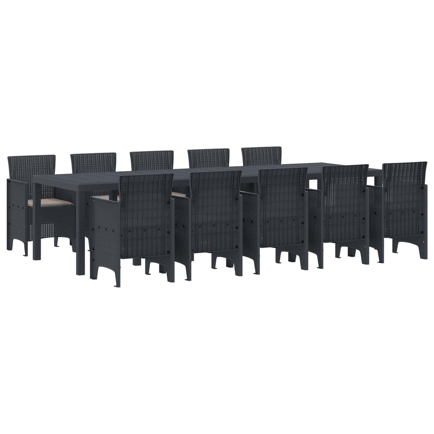 vidaXL Ensemble de salle à manger de jardin avec coussins 11 pcs Anthracite Résine tressée