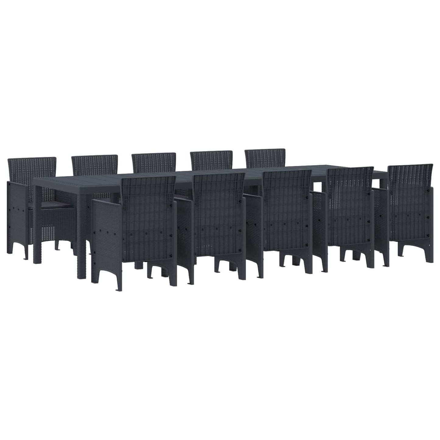 vidaXL Garten Essgruppe 11 pcs Anthrazit Kunststoff-Rattan