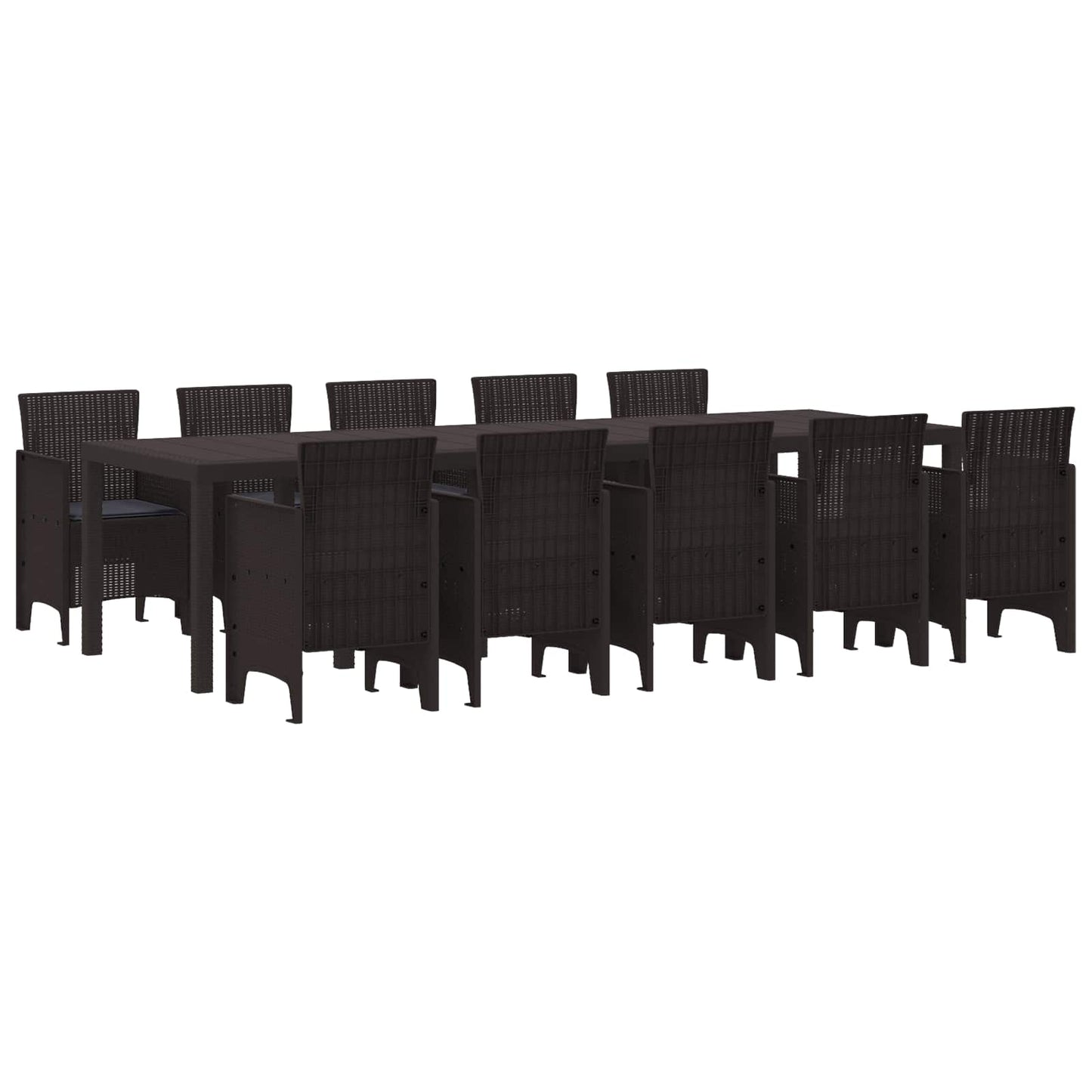 Garten Essgruppe mit Kissen 11 pcs Braun und Anthrazit Rattan