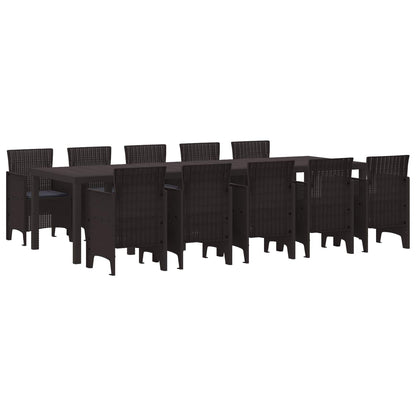 Garten Essgruppe mit Kissen 11 pcs Braun und Anthrazit Rattan
