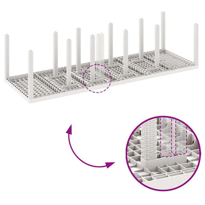 Garten Essgruppe 11 pcs Weiß und Hellgrau Rattan und Polyester