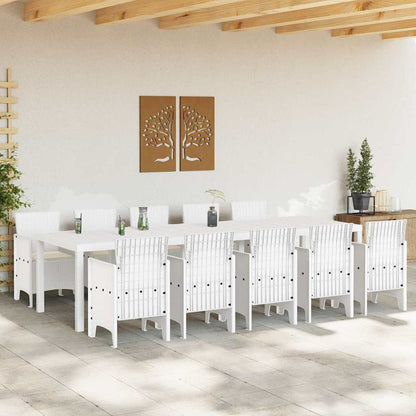vidaXL Garten Essgruppe mit Kissen 11 pcs Weiß Poly-Rattan und Stahl