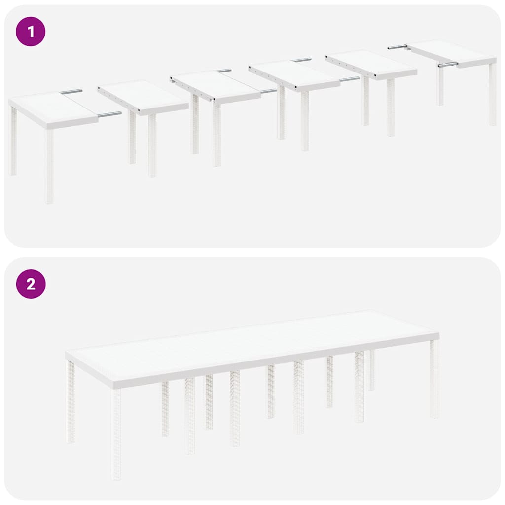 vidaXL Garten Essgruppe mit Kissen 11 pcs Weiß Poly-Rattan und Stahl