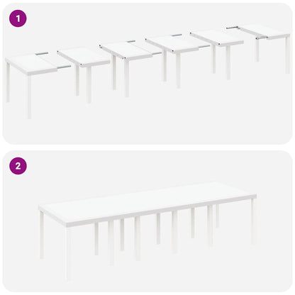 vidaXL Garten Essgruppe mit Kissen 11 pcs Weiß Poly-Rattan und Stahl