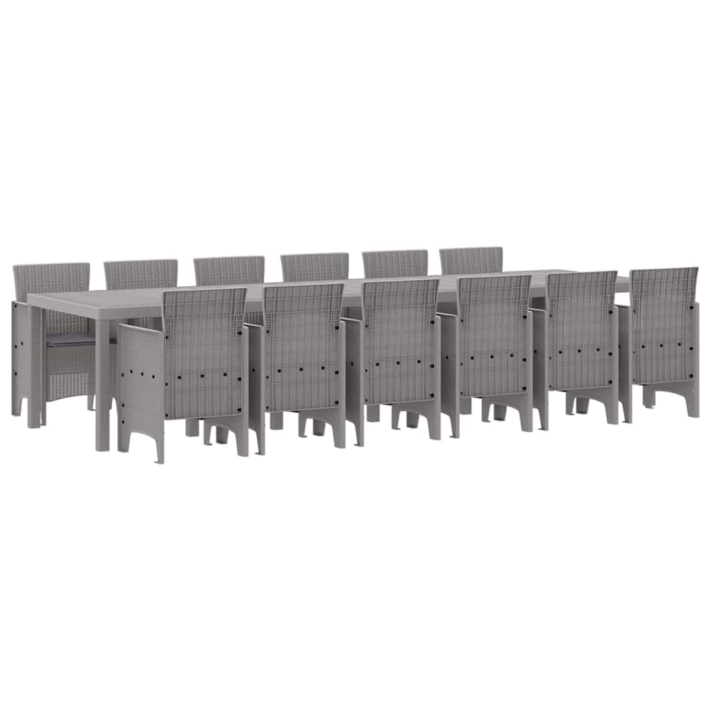Garten Essgruppe 13 pcs Hellgrau Polt Rattan