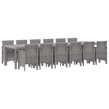 vidaXL Salon de jardin 13 pcs en résine tressée gris clair