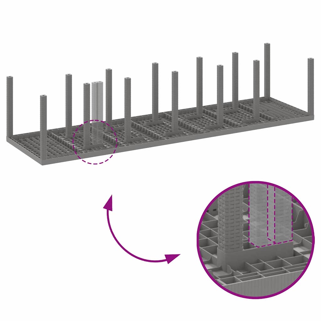 Garten Essgruppe 13 pcs Hellgrau Polt Rattan