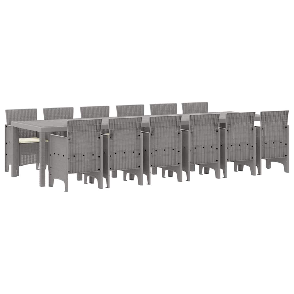 Garten Essgruppe 13 pcs Hellgrau Polt Rattan