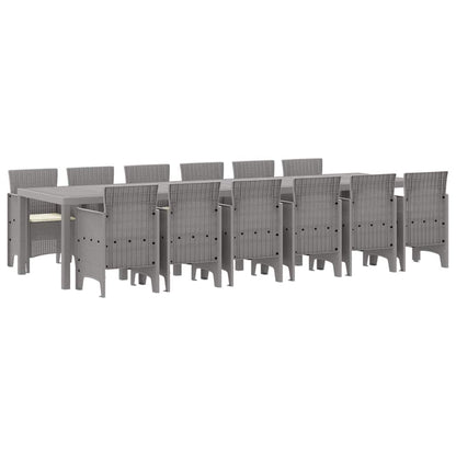 Garten Essgruppe 13 pcs Hellgrau Polt Rattan