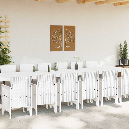 vidaXL Garten-Esszimmergarnitur mit Kissen mit Kissen 15 pcs Weiß PP