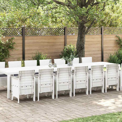 vidaXL Garten-Esszimmergarnitur mit Kissen mit Kissen 15 pcs Weiß PP