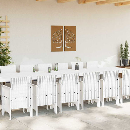 vidaXL Garten-Esszimmergarnitur mit Kissen mit Kissen 15 pcs Weiß PP