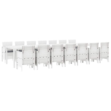 vidaXL Garten-Esszimmergarnitur mit Kissen mit Kissen 15 pcs Weiß PP